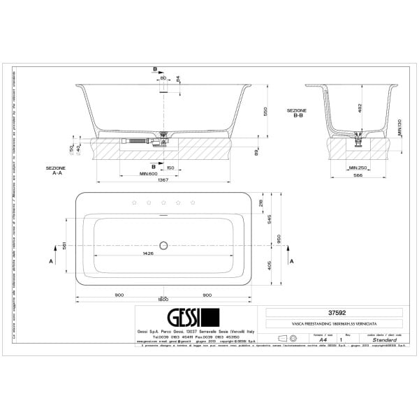 Gessi-ISPA-BATH-37592-Wolnostojaca-wanna-z-Cristalplant®-matowa-biel-180x96xh55-cm-z-boczna-sciana-wiele-kolorow-rys-techniczny.jpg ISPA BATH 37592 rysunek techniczny