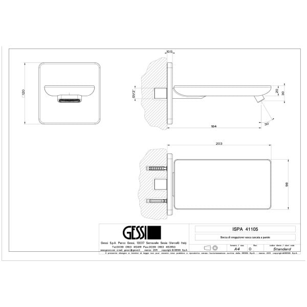 Gessi-ISPA-BATH-41105-Wylewka-wannowa-kaskadowa-wymaga-oddzielnego-sterowania-wiele-kolorow-rys-techniczny.jpg ISPA BATH 41105 rysunek techniczny