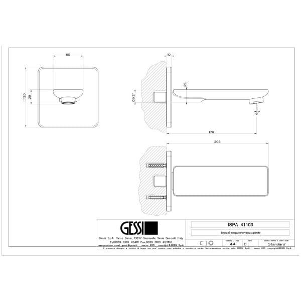 Gessi-ISPA-SHOWER-41103-Wylewka-wannowa-wiele-kolorow-rys-techniczny.jpg ISPA SHOWER 41103 rysunek techniczny