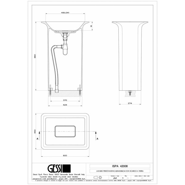 Gessi-ISPA-WASHBASINS-42008-Umywalka-wolnostojaca-z-Cristalplant®-bialy-matowy-bez-przelewu-wiele-kolorow-rys-techniczny.jpg ISPA WASHBASINS 42008 rysunek techniczny
