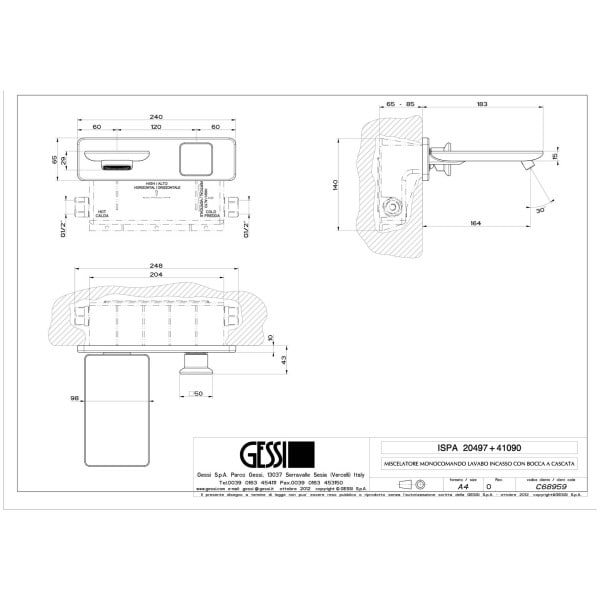 Gessi-ISPA-WATERFALL-20497-41090-Bateria-podtynkowa-z-wylewka-kaskadowa-wiele-kolorow-rys-techniczny.jpg ISPA WATERFALL 20497+41090 rysunek techniczny