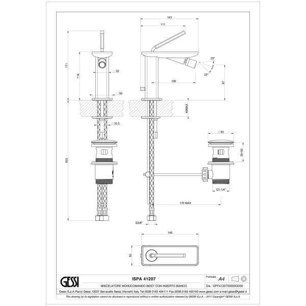 Gessi-ISPA-WHITE-41207-Bateria-bidetowa-z-wylewka-z-biala-wstawka-z-korkiem-automatycznym-wiele-kolorow-rys-techniczny.jpg ISPA WHITE 41207 rysunek techniczny