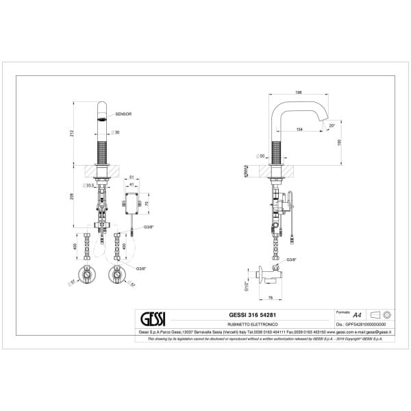 Gessi-MECCANICA-54281-Bateria-umywalkowa-elektroniczna-bezdotykowa-na-podczerwien-wiele-kolorow-rys-techniczny.jpg MECCANICA 54281 rysunek techniczny
