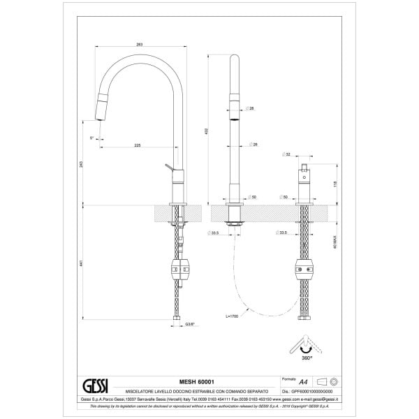 Gessi-MESH-60001-Bateria-kuchenna-z-obrotowa-wyciagana-wylewka-i-osobnym-mieszaczem-wiele-kolorow-rys-techniczny.jpg MESH 60001 rysunek techniczny