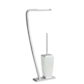 Gessi MIMI ACCESSORIES 33334 Zestaw z uchwytem na papier toaletowy i uchwytem na szczotke WC z biala ceramika wiele kolorow 031 Chrom 080 Złoty CCP 149 Finox