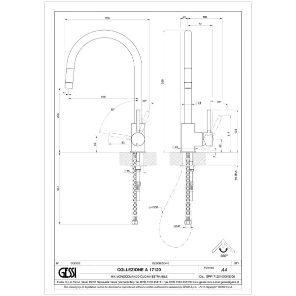 Gessi-NEUTRON-17120-Bateria-kuchenna-z-obrotowa-i-wyciagana-wylewka-z-pojedynczym-strumieniem-wody-wiele-kolorow-rys-techniczny.jpg NEUTRON 17120 rysunek techniczny