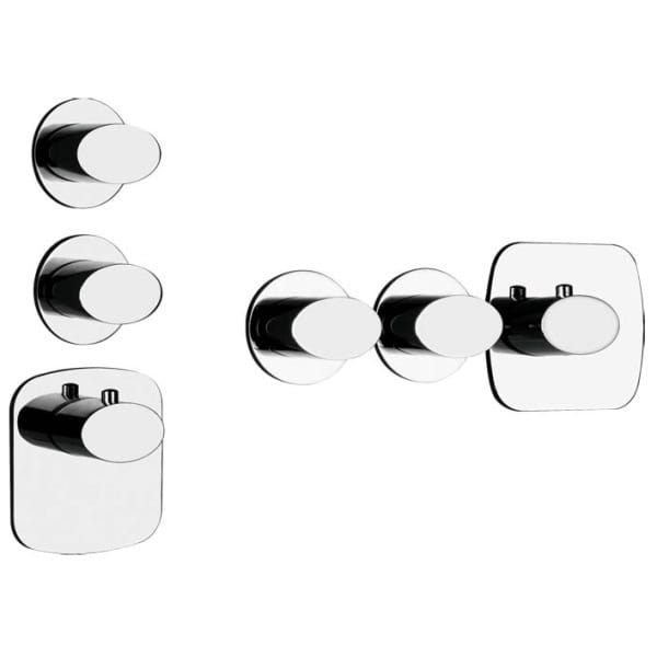 Gessi OVALE WELLNESS 43103 43224 Bateria termostatyczna podtynkowa 2 obiegowa high capacity przylacza 3 4 wiele kolorow 031 Chrom 149 Finox 079 Biały CN 299 Czarny XL