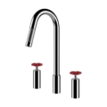 Gessi OXYGENE CUCINA HT 17467 Bateria kuchenna zlewozmywakowa trzyotworowa z wyciagana i obrotowa wylewka 360 ° z pojedynczym strumieniem wody wiele kolorow 031 Chrom 149 Finox