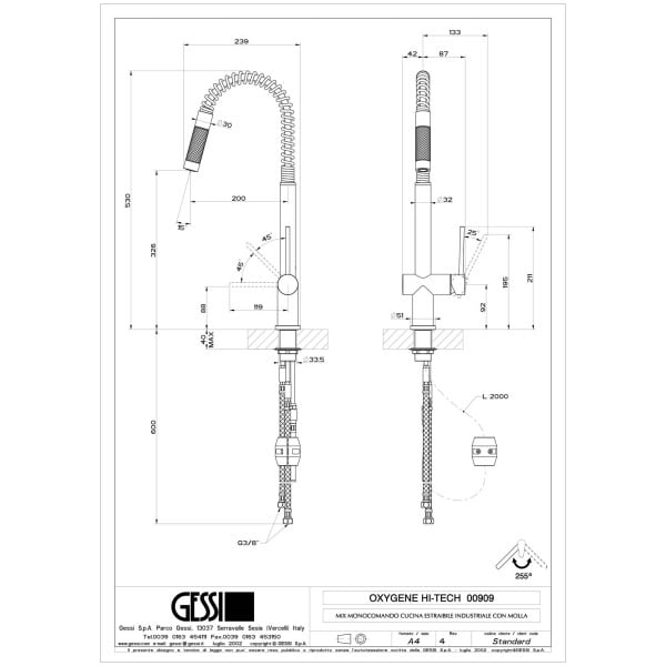 Gessi-OXYGENE-CUCINA-HT-909-Bateria-kuchenna-z-wyciagana-obrotowa-wylewka-255-°-z-zaworem-zwrotnym-wiele-kolorow-rys-techniczny.jpg OXYGENE CUCINA H.T. 909 rysunek techniczny
