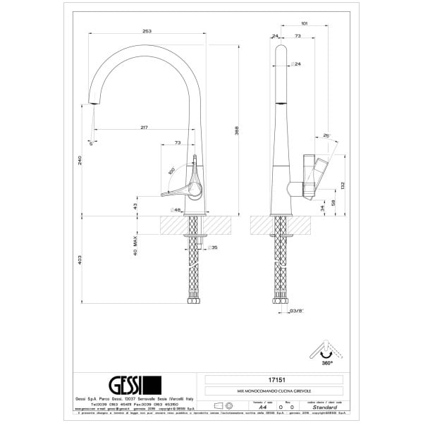 Gessi-PROTON-17151-Bateria-kuchenna-jednouchwytowa-wiele-kolorow-rys-techniczny.jpg PROTON 17151 rysunek techniczny