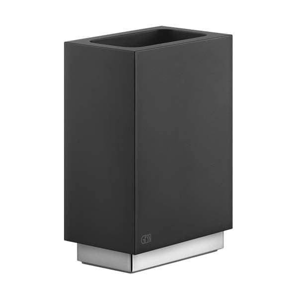Gessi RETTANGOLO ACCESSORIES 20835 Kubek na szczoteczki w kolorze czarnym wiele kolorow 031 Chrom 099 Czarny XL 149 Finox 706 Czarny Metal PVD 030 Miedź PVD 707 Czarny metal szczotkowany PVD 708 Miedź szczotkowana PVD