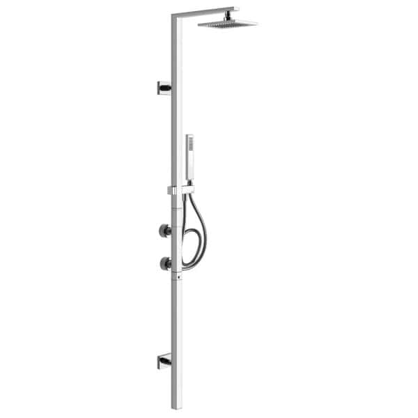 Gessi RETTANGOLO SHOWER 23405 Bateria termostatyczna scienna z deszczownica 216 x 140 mm automatycznym przelacznikiem wannowo natryskowym wezem prysznicowym 1 wiele kolorow 031 Chrom 149 Finox