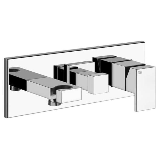 Gessi RETTANGOLO SHOWER 44639 44911 Bateria prysznicowa podtynkowa dwuobiegowa z przelacznikiem zaworem przelaczajacym przylaczem weza prysznicowego i uchwytem sluchawki prysznicowej wiele kolorow 031 Chrom 149 Finox 299 Czarny XL 706 Czarny Metal PVD 030 Miedź PVD 707 Czarny metal szczotkowany PVD 708 Miedź szczotkowana PVD