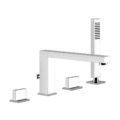 Gessi RETTANGOLO T 20337 Bateria wannowa 4 otworowa z przelacznikiem w wylewce wezem prysznicowym 15m wyciagana sluchawka prysznicowa antilimestone wiele kolorow 031 Chrom 149 Finox 299 Czarny XL 706 Czarny Metal PVD 030 Miedź PVD 707 Czarny metal szczotkowany PVD 708 Miedź szczotkowana PVD