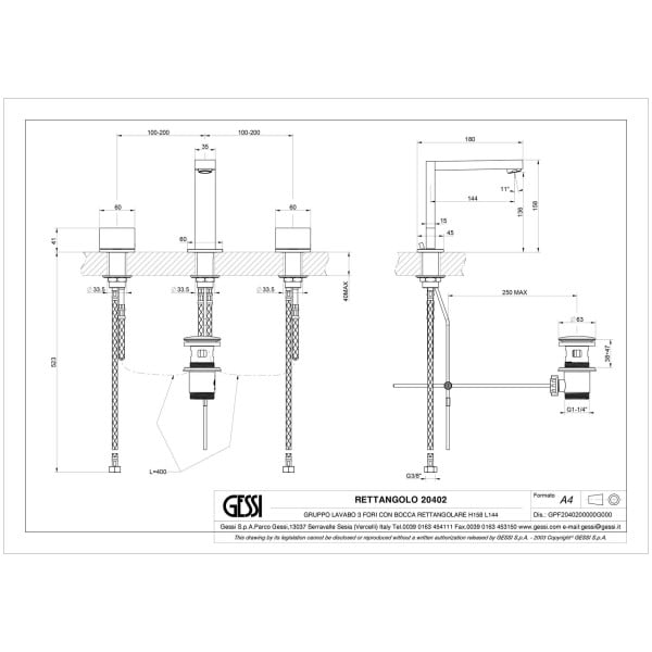 Gessi-RETTANGOLO-T-20402-Bateria-umywalkowa-trzyotworowa-z-wylewka-o-wysokosci-158-mm-odplywem-1-1-4-i-przylaczem-1-2-wiele-kolorow-rys-techniczny.jpg RETTANGOLO T 20402 rysunek techniczny