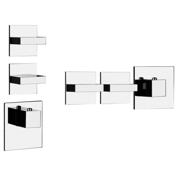 Gessi RETTANGOLO WELLNESS 43103 43214 Bateria termostatyczna podtynkowa 2 obiegowa high capacity przylacza 3 4 wiele kolorow 031 Chrom 149 Finox 299 Czarny XL 706 Czarny Metal PVD 030 Miedź PVD 707 Czarny metal szczotkowany PVD 708 Miedź szczotkowana PVD