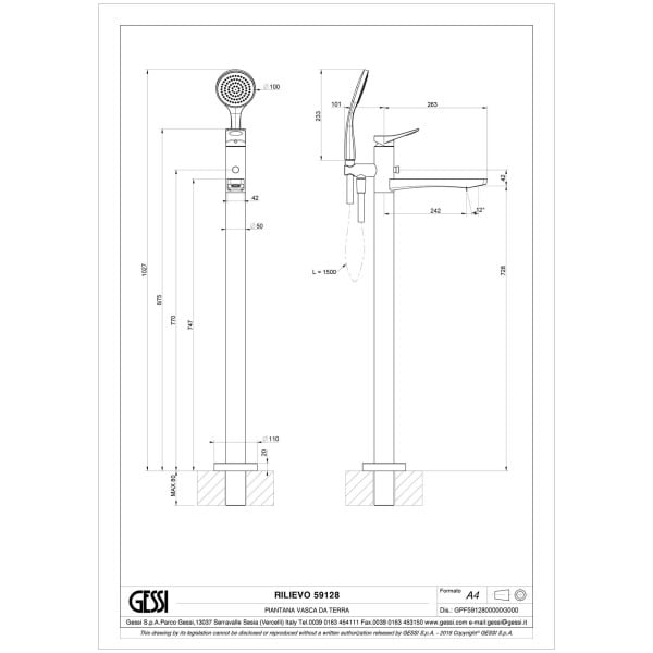 Gessi-RILIEVO-46189-59128-Bateria-wannowa-wolnostojaca-ze-sluchawka-prysznicowa-wiele-kolorow-rys-techniczny.jpg RILIEVO 46189+59128 rysunek techniczny