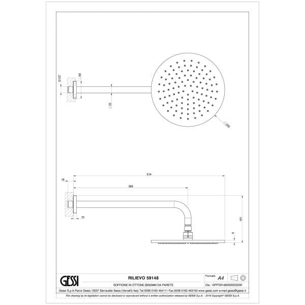 Gessi-RILIEVO-59148-Deszczownica-scienna-z-regulacja-z-antilimestone-przylacze-1-2-wiele-kolorow-rys-techniczny.jpg RILIEVO 59148 rysunek techniczny