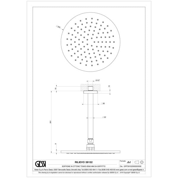 Gessi-RILIEVO-59152-Deszczownica-sufitowa-regulowana-z-antilimestone-srednica-sr250-mm-przylacze-1-2-wiele-kolorow-rys-techniczny.jpg RILIEVO 59152 rysunek techniczny