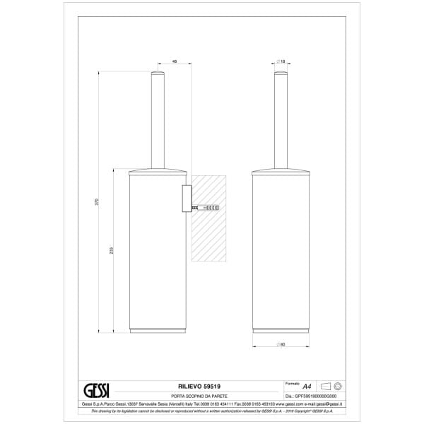 Gessi-RILIEVO-ACCESSORIES-59519-Szczotka-WC-z-uchwytem-sciennym-wiele-kolorow-rys-techniczny.jpg RILIEVO ACCESSORIES 59519 rysunek techniczny
