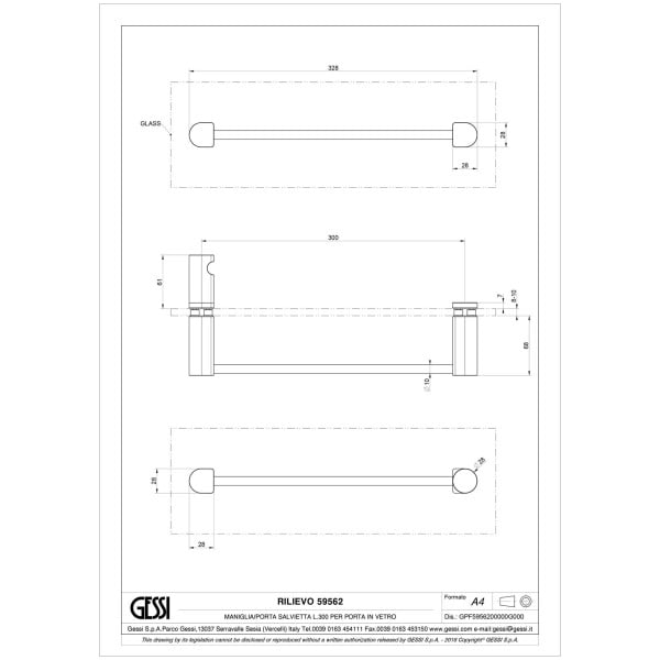 Gessi-RILIEVO-ACCESSORIES-59562-Wieszak-na-reczniki-30-cm-do-mocowania-na-szkle-wiele-kolorow-rys-techniczny.jpg RILIEVO ACCESSORIES 59562 rysunek techniczny