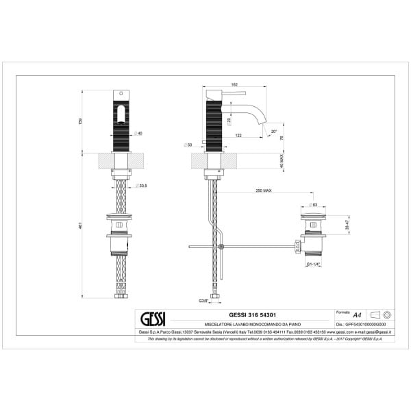 Gessi-TRAME-54301-Bateria-umywalkowa-z-korkiem-automatycznym-wiele-kolorow-rys-techniczny.jpg TRAME 54301 rysunek techniczny