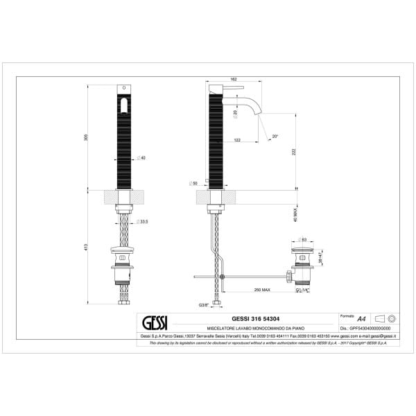 Gessi-TRAME-54304-Bateria-umywalkowa-nablatowa-z-korkiem-automatycznym-wiele-kolorow-rys-techniczny.jpg TRAME 54304 rysunek techniczny