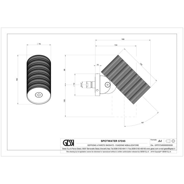 Gessi-TRAME-57245-Deszczownica-scienna-regulowana-z-antilimestone-przylacze-1-2-wiele-kolorow-rys-techniczny.jpg TRAME 57245 rysunek techniczny