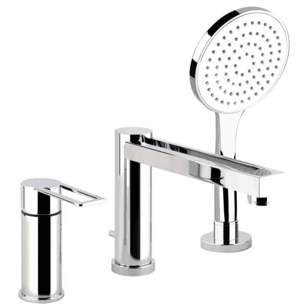 Gessi TRASPARENZE 34234 Bateria wannowa 3 otworowa z przelacznikiem w wylewce wezem prysznicowym 15m wyciagana sluchawka prysznicowa antilimestone wiele kolorow 031 Chrom