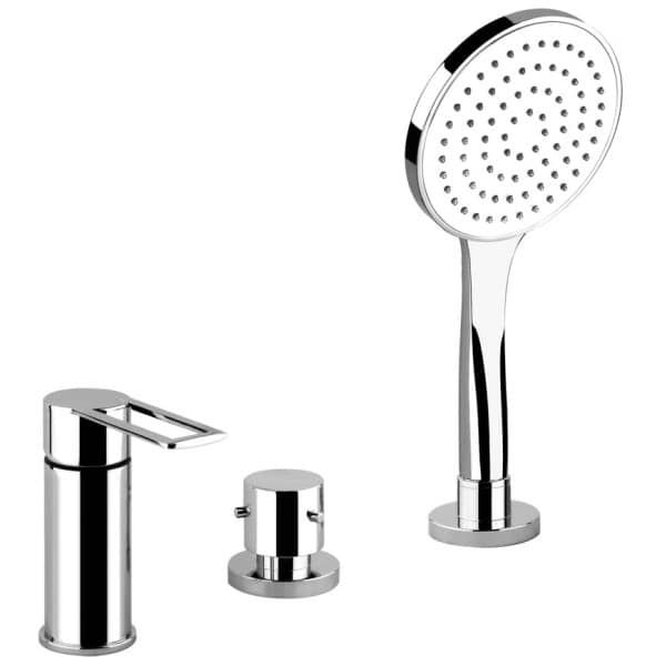 Gessi TRASPARENZE 34243 Bateria wannowa 3 otworowa z przelacznikiem przylacza 1 2 waz prysznicowy 15 m wyciagana sluchawka prysznicowa wiele kolorow 031 Chrom