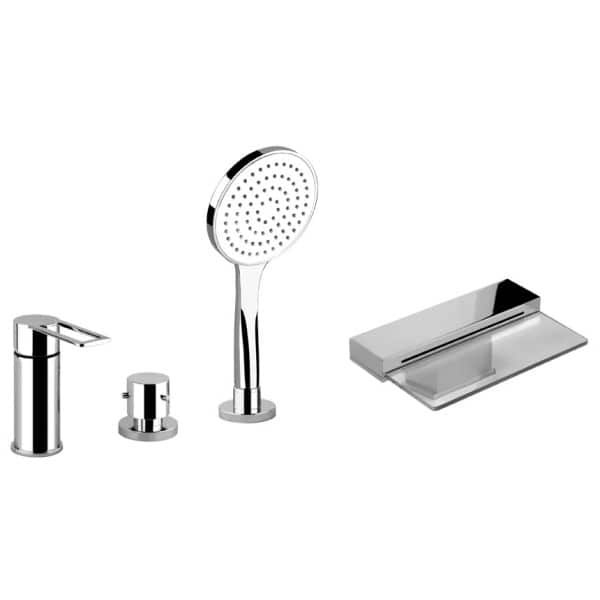 Gessi TRASPARENZE 34245 Bateria wannowa 4 otworowa z wylewka kaskadowa przelacznikiem wezem prysznicowym 15m wyciagana sluchawka prysznicowa antilimes wiele kolorow 031 Chrom