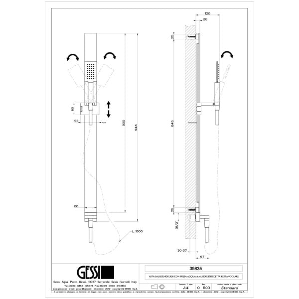 Gessi-TREMILLIMETRI-39835-Drazek-prysznicowy-plaski-ze-sluchawka-prysznicowa-RETTANGOLO-metalowa-waz-prysznicowy-przylacze-rys-techniczny.jpg TREMILLIMETRI 39835 rysunek techniczny
