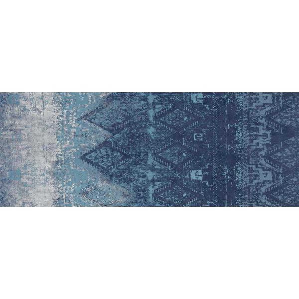 Wallquest Luxe Revival  RH21802  Tapeta orientalny postarzana tkanina postarzany dywan efekt ombre granatowy niebieski szary tapeta o szerokości 137 cm  i długości 1m winylowa